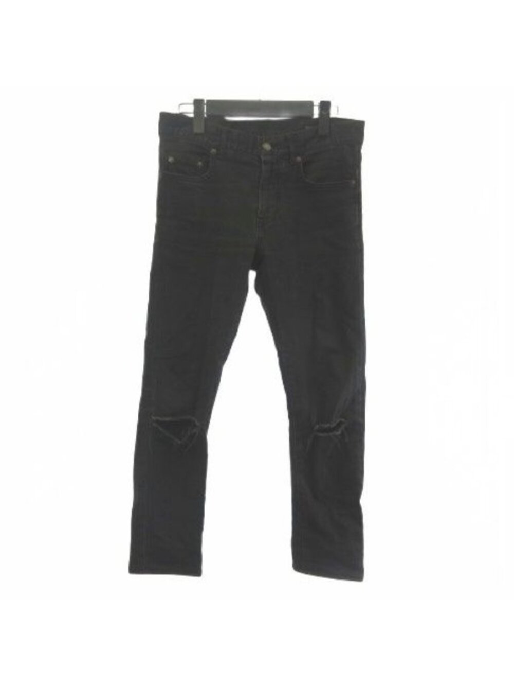Saint Laurent Paris Skinny Denim Jeans Distressed Black 27